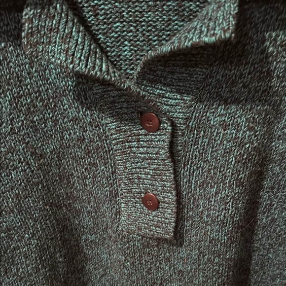 Vintage 1980s Women’s Teal Button-Up Knit Sweater - Picture 3 of 6